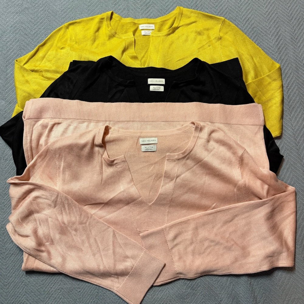 Van Heusen Women's V-Neck Sweaters - Yellow, Black, Pink